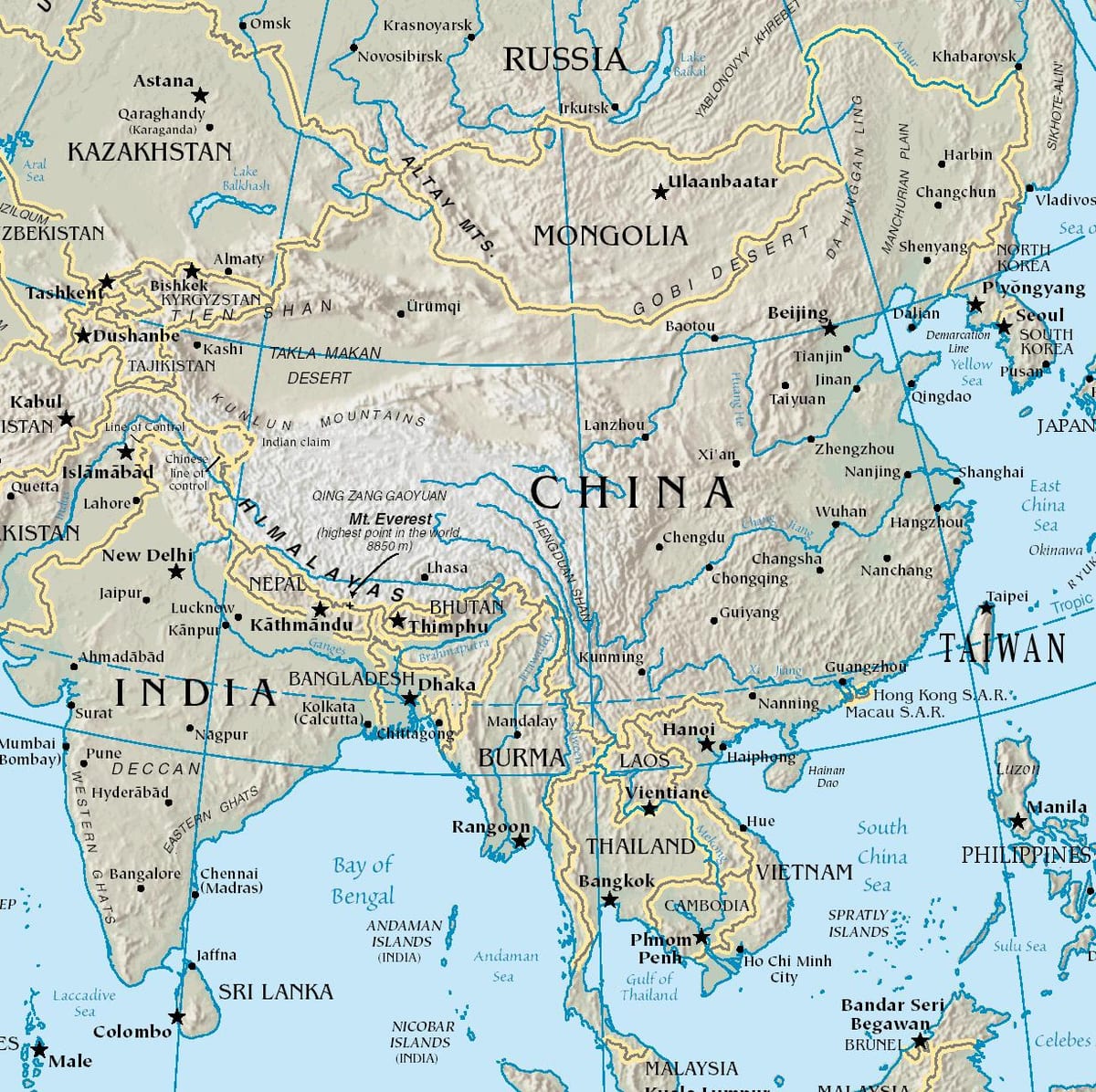 மங்கோலியன் பீடபூமியில் வரைபடம் இடம்