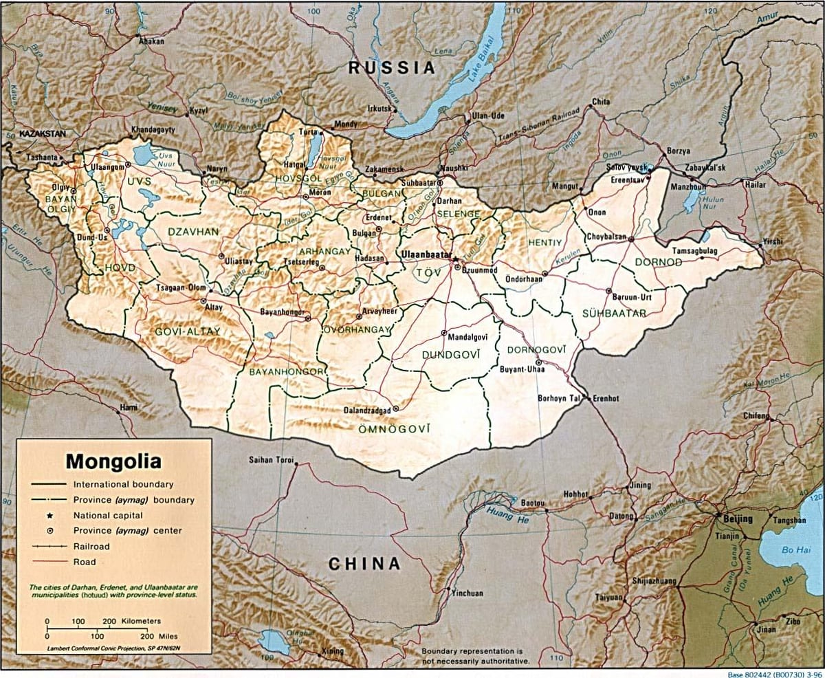 மங்கோலியா புவியியல் வரைபடம்