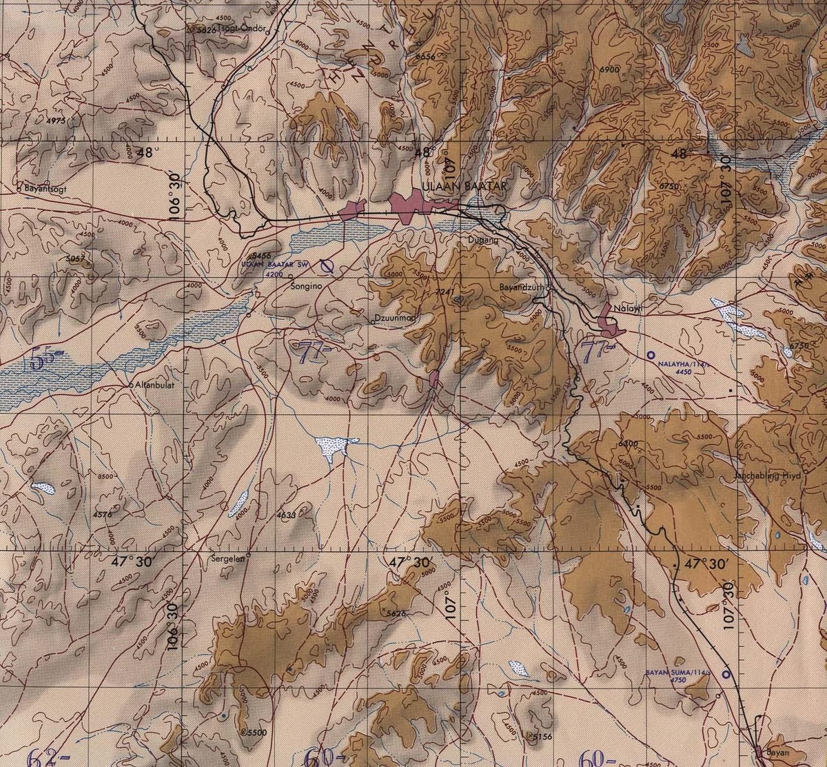 வரைபடம் மங்கோலியா topographic